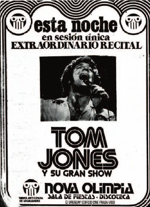 Póster de Tom Jones en la sala Nova Olimpia de Vigo