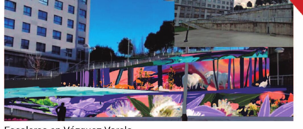 Mural en las escaleras de Vázquez Varela