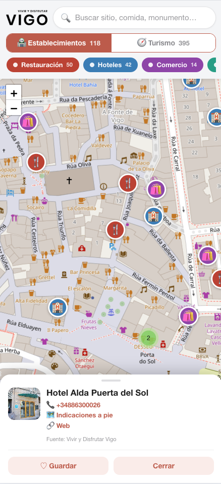 Mapa web de establecimientos y puntos turísticos de Vigo